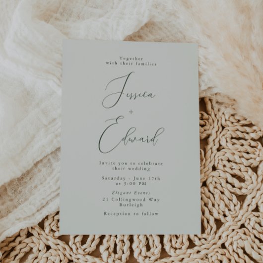 Botanische Sage Green Wedding Invitation Kaart