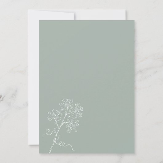  botanische Sage Green Wedding Uitnodiging (Achterkant)