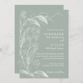  botanische Sage Green Wedding Uitnodiging (Voorkant / Achterkant)