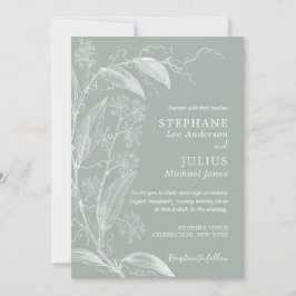  botanische Sage Green Wedding Uitnodiging