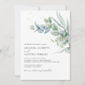 Botanische Sage Greenery Wedding Invite met RSVP Kaart (Voorkant)