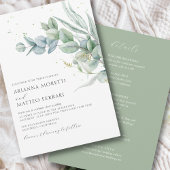 Botanische Sage Greenery Wedding Invite met RSVP Kaart