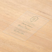 Botanische Sage Groene Monogram Crest Wedding Acryl Uitnodigingen (Laagn)