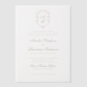 Botanische Sage Groene Monogram Crest Wedding Vellum Uitnodigingen (Voorkant)