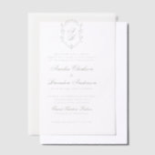 Botanische Sage Groene Monogram Crest Wedding Vellum Uitnodigingen (Offset)