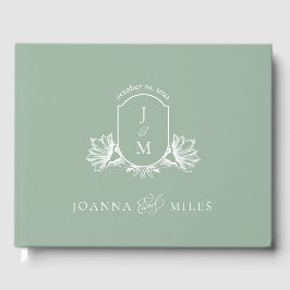 Botanische Sage Monogram Crest Gastenboek
