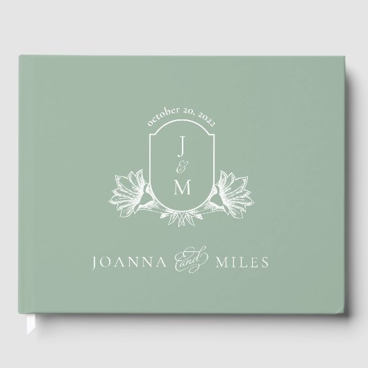 Botanische Sage Monogram Crest Gastenboek (Voorkant)
