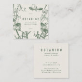 Botanische sage van Cream Floral Simple Classy Vierkante Visitekaartje (Voorkant / Achterkant)