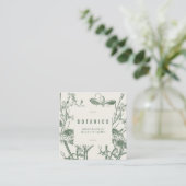 Botanische sage van Cream Floral Simple Classy Vierkante Visitekaartje (Staand voorkant)