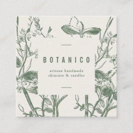Botanische sage van Cream Floral Simple Classy Vierkante Visitekaartje