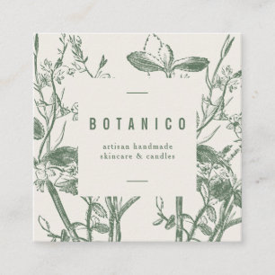 Botanische sage van Cream Floral Simple Classy Vierkante Visitekaartje