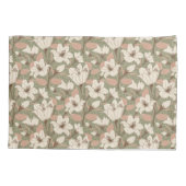 Botanische salie groen beige lelie bloemenpatroon kussensloop (Achterkant-Links)