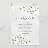 Botanische salie groenblijvende bladeren rustiek m save the date (Voorkant / Achterkant)