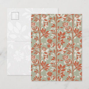 Botanische Salie Koraal Poëtische Bloemrijke Kunst Briefkaart