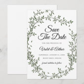 Botanische salie krans bruiloft save the date kaart (Voorkant / Achterkant)