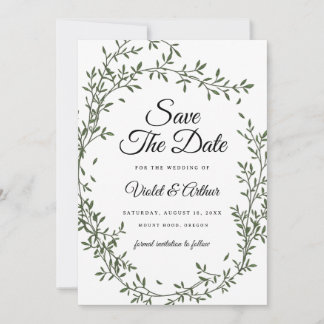 Botanische salie krans bruiloft save the date kaart