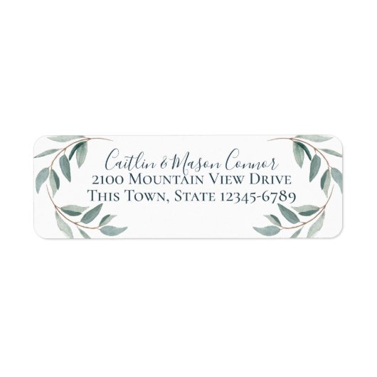 Botanische salie Waterverf Wispy Leaves Etiket (Voorkant)