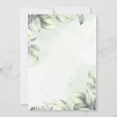 Botanische saliegroene bruidsontbijt kaart (Achterkant)
