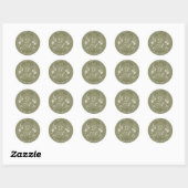Botanische Saliegroene Monogram Ronde Sticker (Vel)