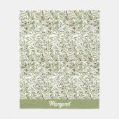 Botanische saliegroene olijfbladpatroon fleece deken (Voorkant)