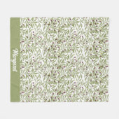 Botanische saliegroene olijfbladpatroon fleece deken (Voorkant (Horizontaal))