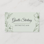 Botanische saliegroene QR-code Estheetician Bloemi Visitekaartje (Voorkant)