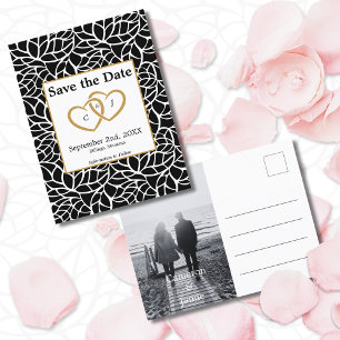 Botanische Save the Date Zwart Wit Huwelijksthema Briefkaart