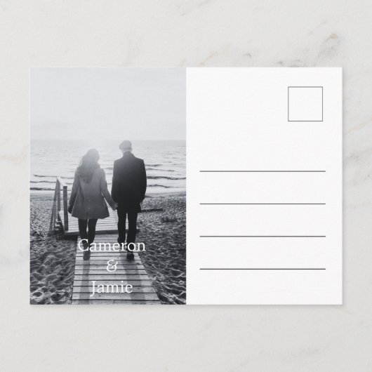 Botanische Save the Date Zwart Wit Huwelijksthema Briefkaart (Achterkant)