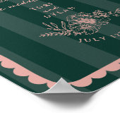 Botanische Scalloped Border Stripe Bruiloft Welkom Poster (Hoek)