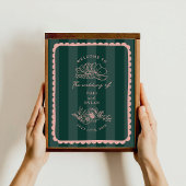 Botanische Scalloped Border Stripe Bruiloft Welkom Poster