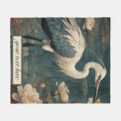  botanische scène blauwe kraan aanpasbaar fleece deken (Voorkant (Horizontaal))