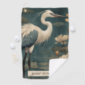  botanische scène blauwe kraan aanpasbaar golfhanddoek (Insitu)