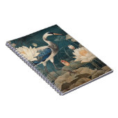  botanische scène blauwe kraan en lotus notitieboek (Rechterzijde)