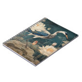  botanische scène blauwe kraan en lotus notitieboek (Linkerzijde)