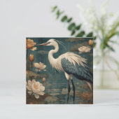  botanische scène blauwe kraan en lotus ook (Staand voorkant)