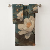 botanische scène blauwe kraan en lotus ook bad handdoek (Insitu)