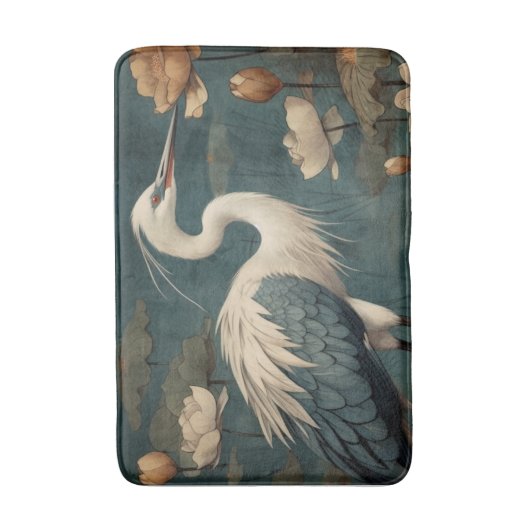  botanische scène blauwe kraan en lotus ook badmat (Voorkant Verticaal)