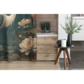 botanische scène blauwe kraan en lotus ook douchegordijn