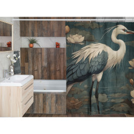  botanische scène blauwe kraan en lotus ook douchegordijn