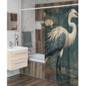 botanische scène blauwe kraan en lotus ook douchegordijn