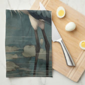 botanische scène blauwe kraan en lotus ook theedoek (Quarter Fold)