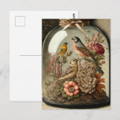  botanische scène in Glass Jar met vogels Briefkaart (Voorkant / Achterkant)