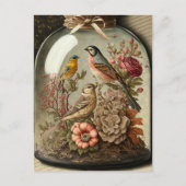 botanische scène in Glass Jar met vogels Briefkaart (Voorkant)