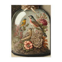  botanische scène in Glass Jar met vogels