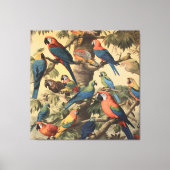  botanische scène kleurrijke papegaaien in een boo canvas afdruk (Voorkant)