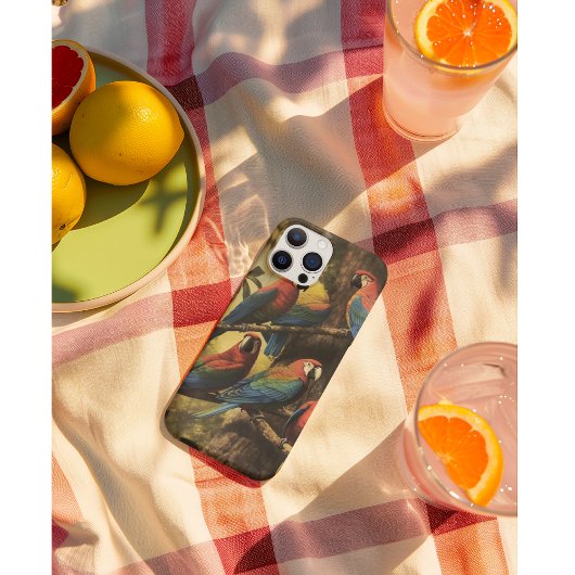  botanische scène kleurrijke papegaaien in een boo Case-Mate iPhone case