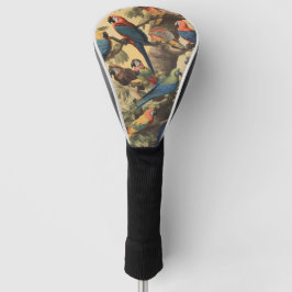  botanische scène kleurrijke papegaaien in een boo golfheadcover