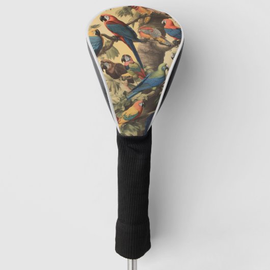  botanische scène kleurrijke papegaaien in een boo golfheadcover (Voorkant)