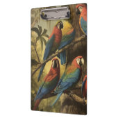  botanische scène kleurrijke papegaaien in een boo klembord (Links)