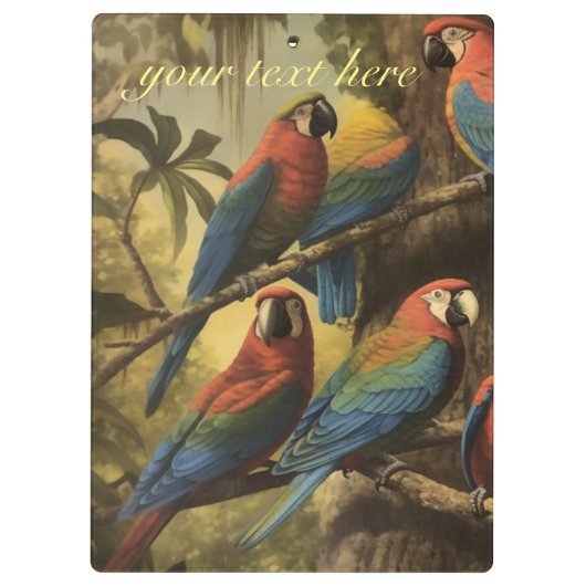  botanische scène kleurrijke papegaaien in een boo klembord (Achterkant)